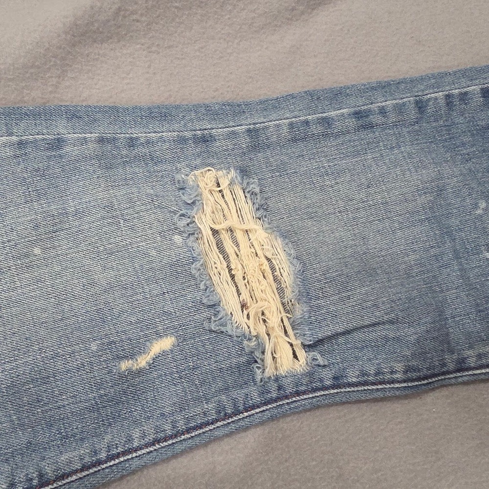 Y2K Abercrombie & Fitch Low Rise Distresed Bootcut Jeans Paint Splatter 0S 28x27 - Picture 4 of 10